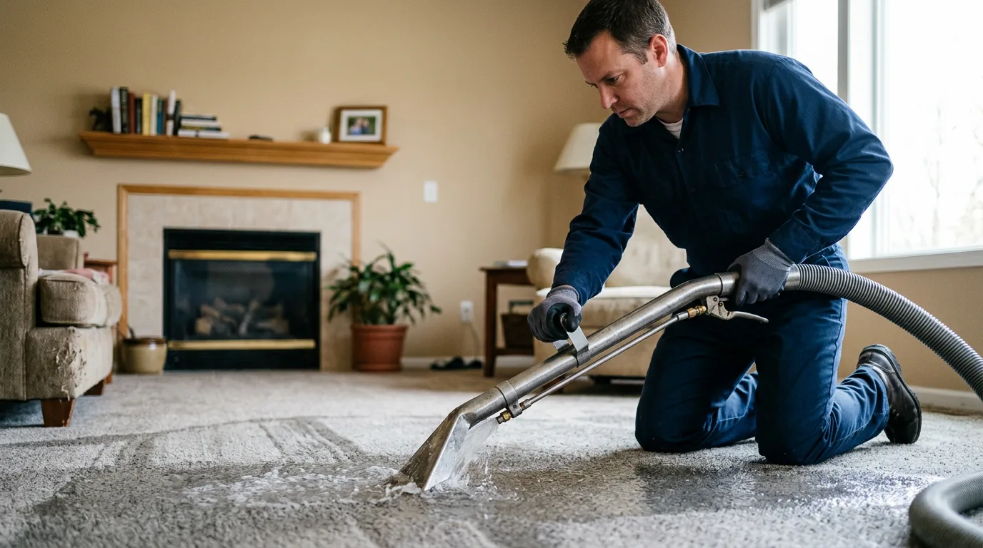 Water damage restoration technician working near Arena, WI